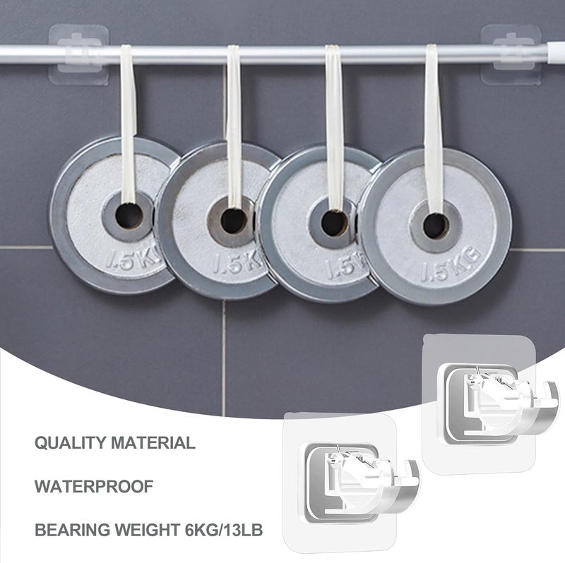 Codoule 2PCS No Drill Curtain Rod Brackets No Drilling Curtain Rod Holders Self Adhesive Curtain Rod Hooks Nail Free Adjustable Curtain Hangers,Non Screw Damage Stick On Drapery Rod Bracket for Wall - Image 5
